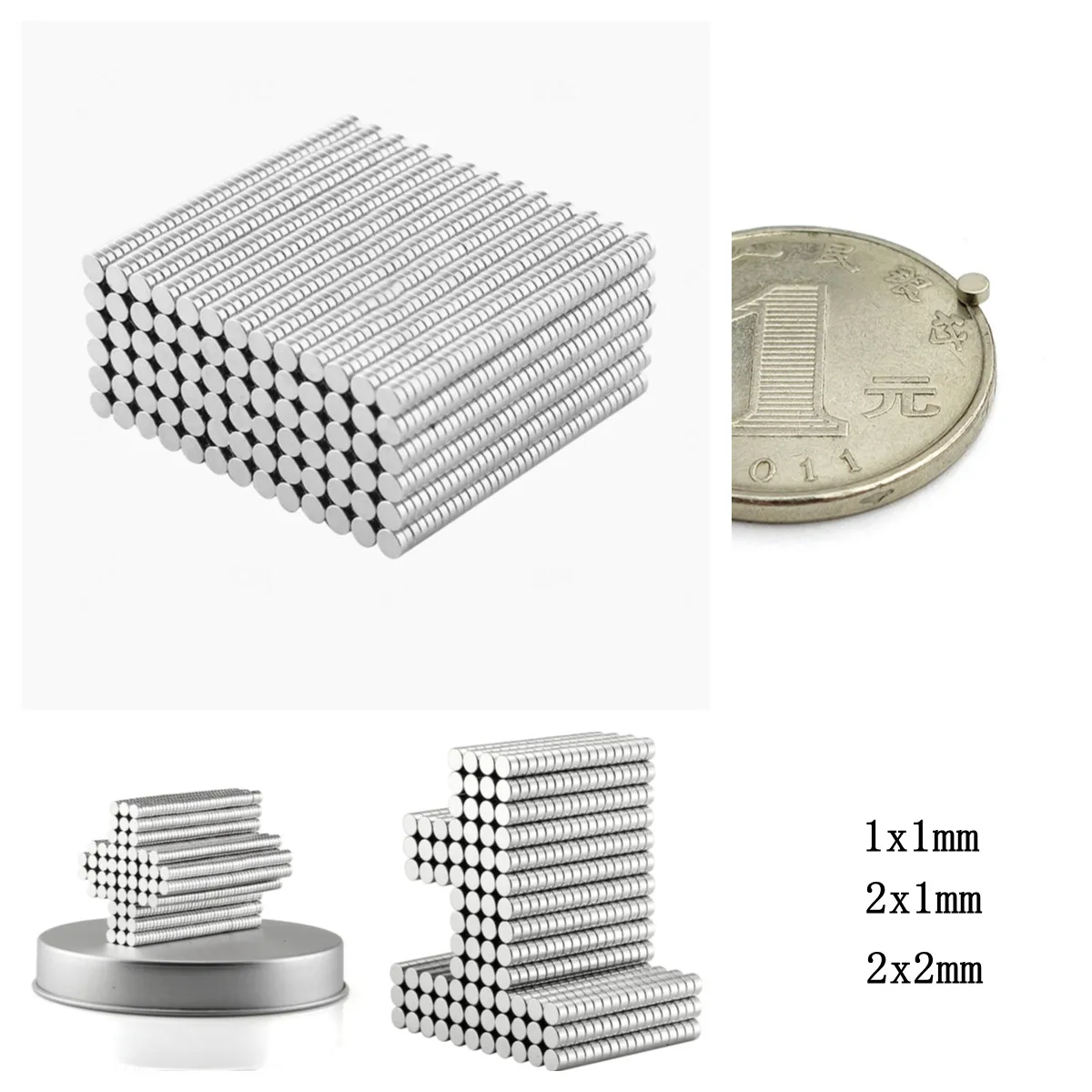 Mini Kleine N35 Ronde Magneet 1X1 2X1 2X2 Mm Neodymium Magneet Permanente Ndfeb Super sterke Krachtige Magneten 1*1 2*1 2*2
