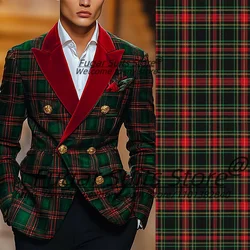 Italian style Plaid Men Suits Slim Fit Double Breasted Groom Wedding Tuxedos Party 2 Pieces Sets Casual Male Blazers Ropa Hombre