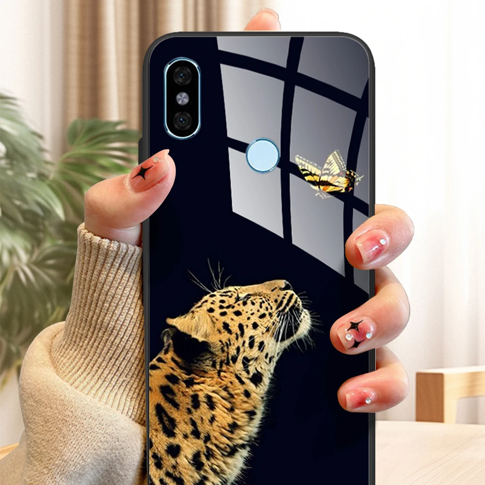 جراب رخامي من الزجاج المقسى لهاتف شاومي ريدمي نوت 5 برو ، جراب هاتف ، موضة