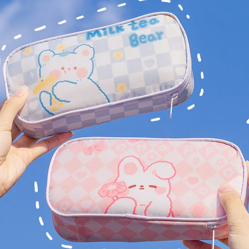 Large Capacity Pencil Cases kawaii Bear Bunny Pencil Bags Big Stationery Storage Box Cute Pencase Aesthetic for Girl Boy estuche