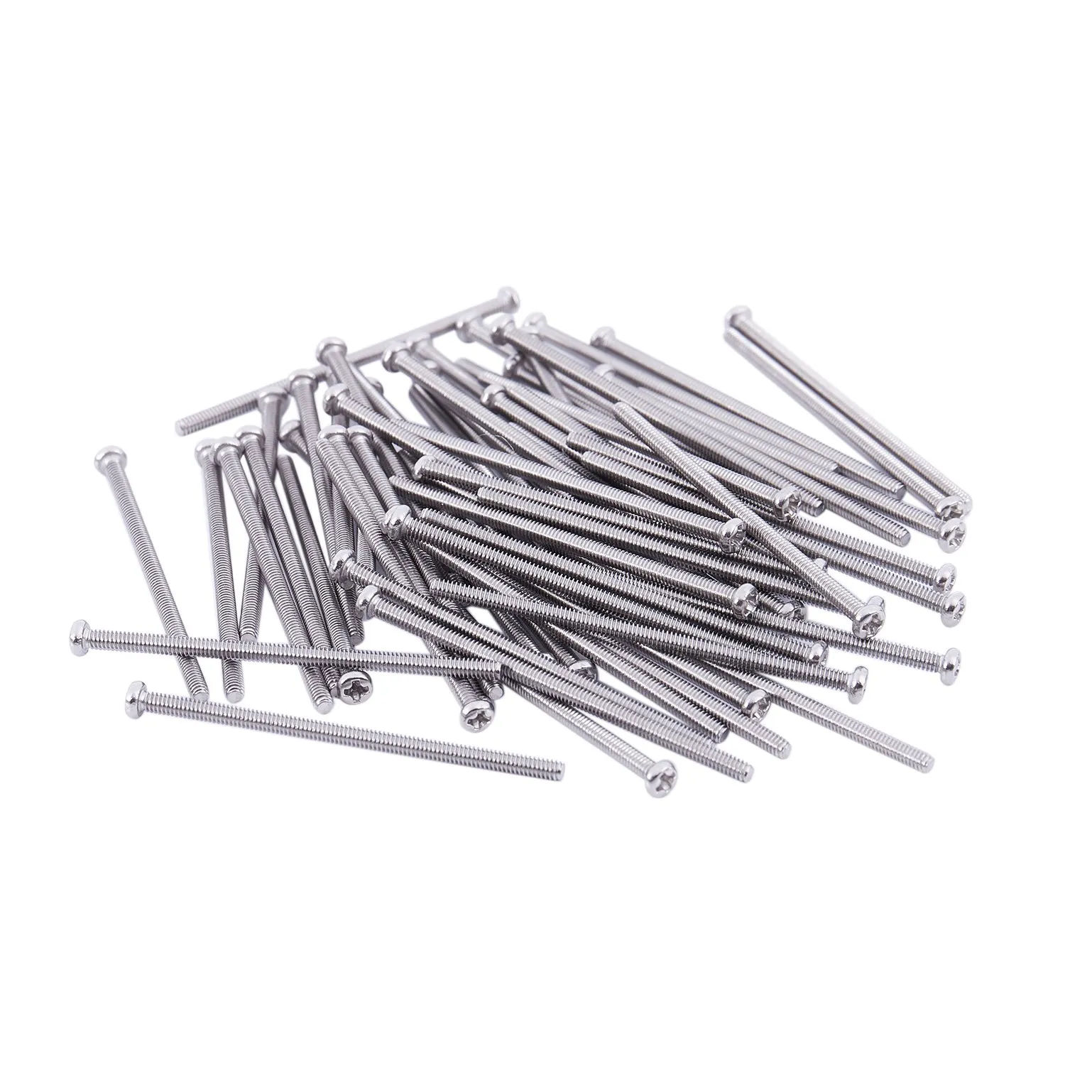 

60 x Silver Tone M2 * 40mm 304 Stainless Steel Round Screws Bolt