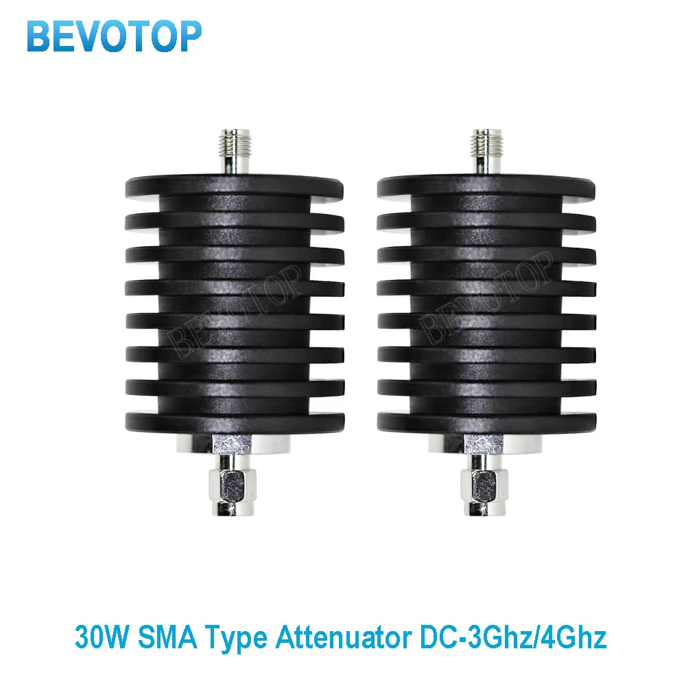 30W SMA Type Attenuator DC-3Ghz/4Ghz 1/2/3/5/6/10/15/20/30db/40db SMA Male Plug to Female Jack RF Coaxial Power Connector 50ohm