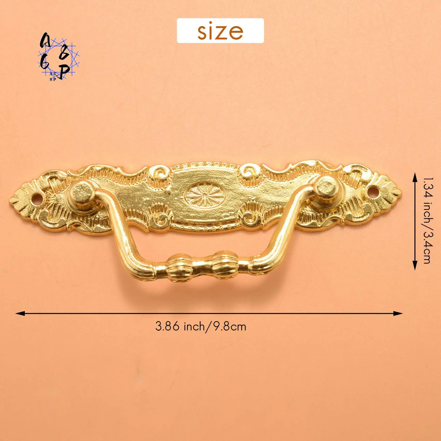 A68P-10PCS Antique Handle Zinc Alloy Drawer Door Knobs Golden Cupboards & Draws Handles For Furniture Door (With Screws)