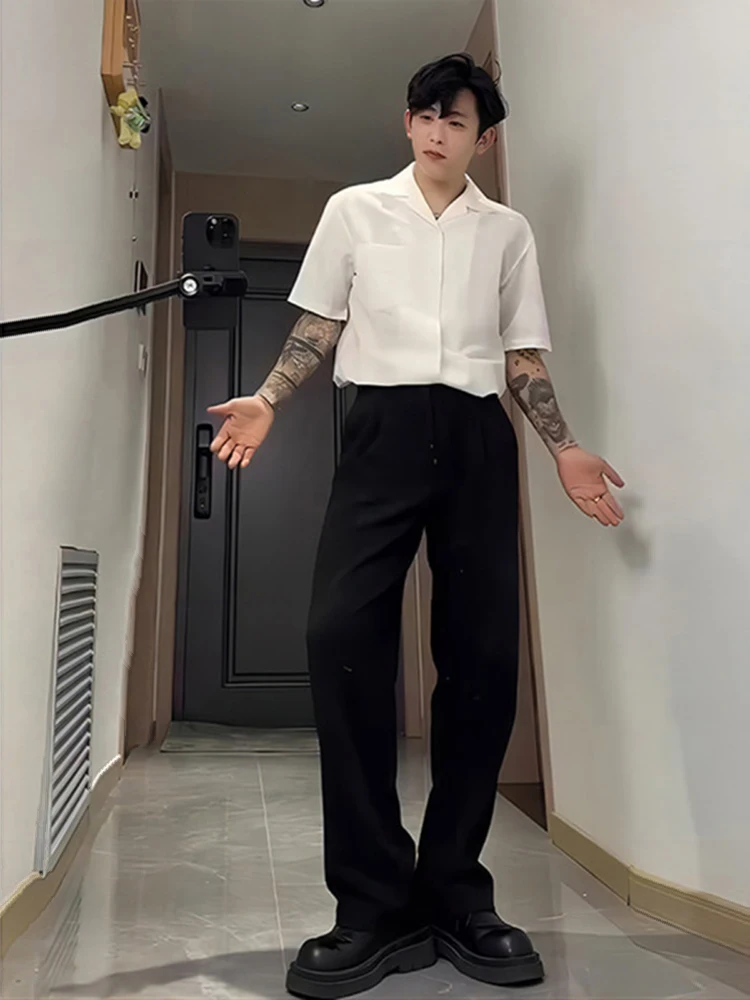 

Мужская рубашка Briti Sle Ice Silk с кубинским воротником, высококачественная, быстросохнущая, в корейском стиле, Seven-Five Sve