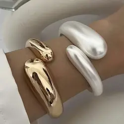 DIEZI Hip Hop Punk Water Drop Cuff Bangles Bracelets For Men Hip Hop Gold Silver Color Geometric Bangles For Women Jewelry