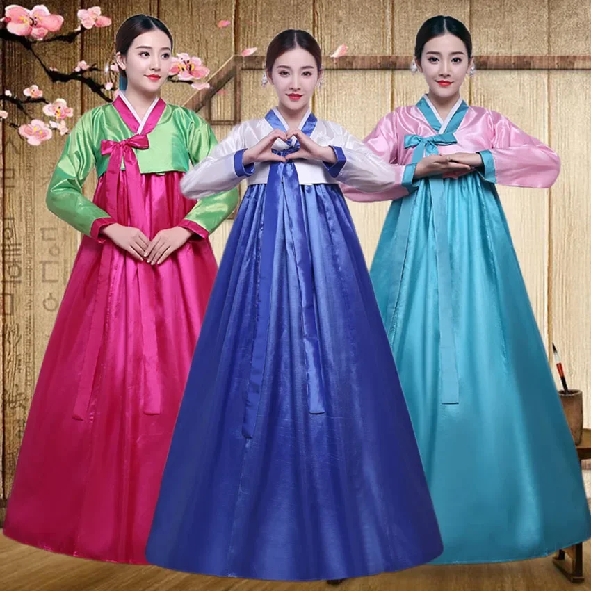 Традиционная корейская одежда Hanbok платье для женщин старинный дворец халат с V-образным вырезом кимоно для выступлений в национальном стиле юката