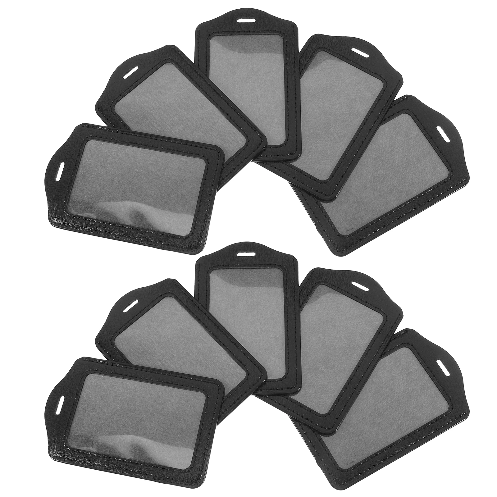 

10Pcs Vertical Id Badge Holder PU Material Clear Card Protector Badge Sleeve for Office School Conference