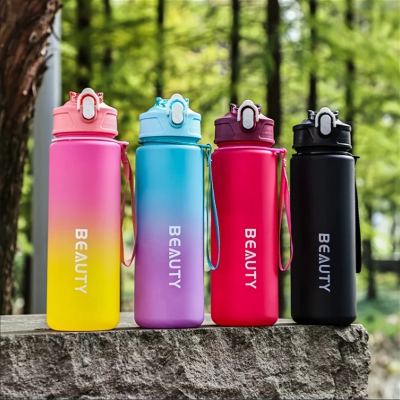 600ml Große Kapazität Mattierte Kunststoff-Wasserflasche Tragbar mit Messmarkierungen Geeignet als Mattierte Sportflasche