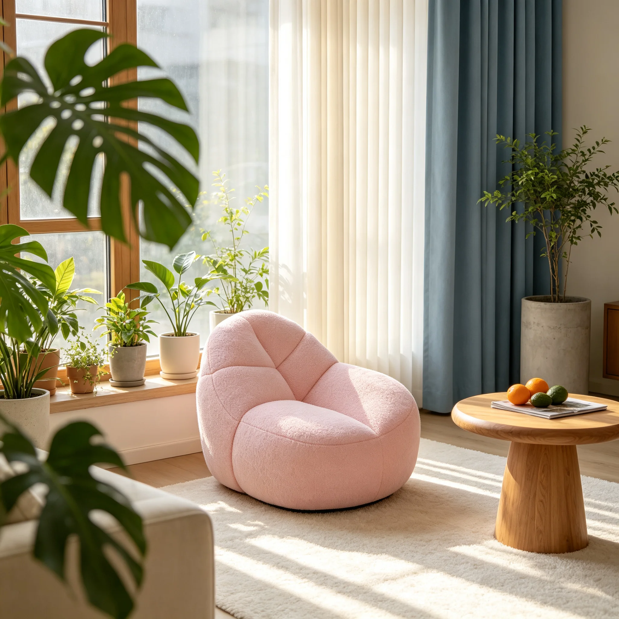 #Modern Space-Saving Compressed Lazy Bean Bag Sofa Child High-Density Sponge Filling Fabric One Seat No Assembly Living Room