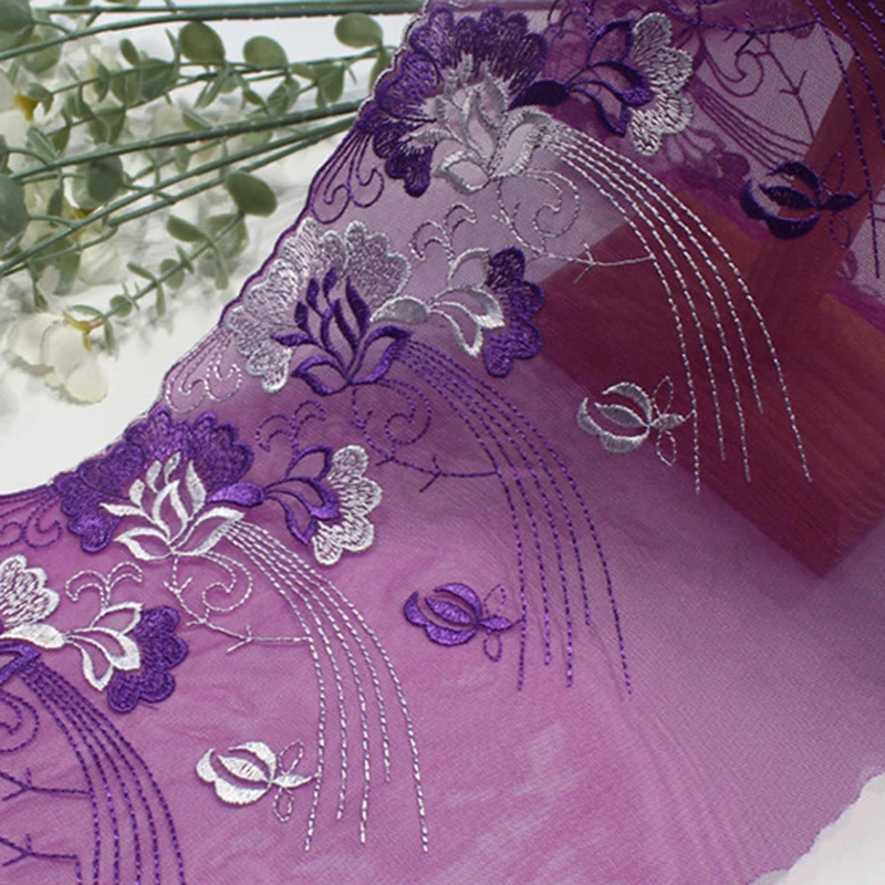 29Yards Purple Polyester Tulle Mesh Embroidery Lace Trimmings Dress Accessories Lace Fabric Sewing Crafts Doll Material