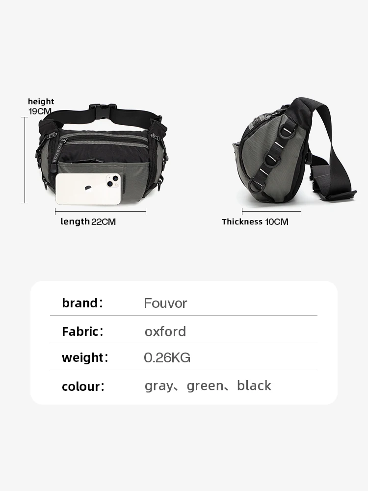 Fouvor 2023 Chest Bag Waterproof Oxford Canvas Travel Casual Messenger Bag Zipper Outdoor Sport Crossbody Bags 2022-06