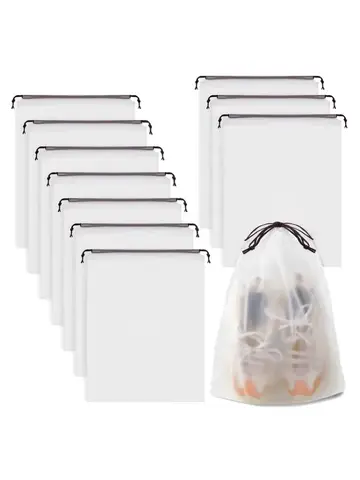 5/10PCS Portable Shoe Storage Drawstring Storage Bag for Sundries Travel Makeup Bag Waterproof Transparent Plastic Storage Bag