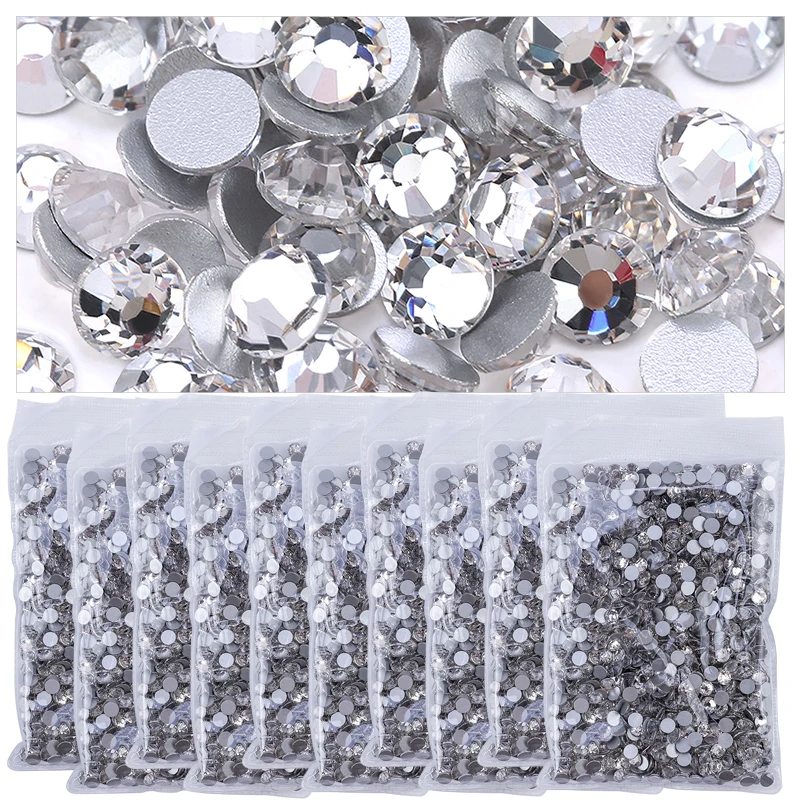 QIAO SS3-SS20 Superhelle Glasrhinestones, hochwertige, kristallklare, nicht-heißfixierbare, flache 3D-Steine zum Aufkleben für DIY-Nägel – Detail 1