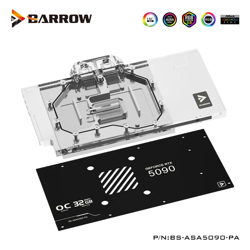 Barrow GPU Waterblok Voor ASUS ROG ASTRAL (LC) RTX5090 D O32G/32G GAMING Grafische Kaart Koeler Met Backplate, BS-ASA5090-PA