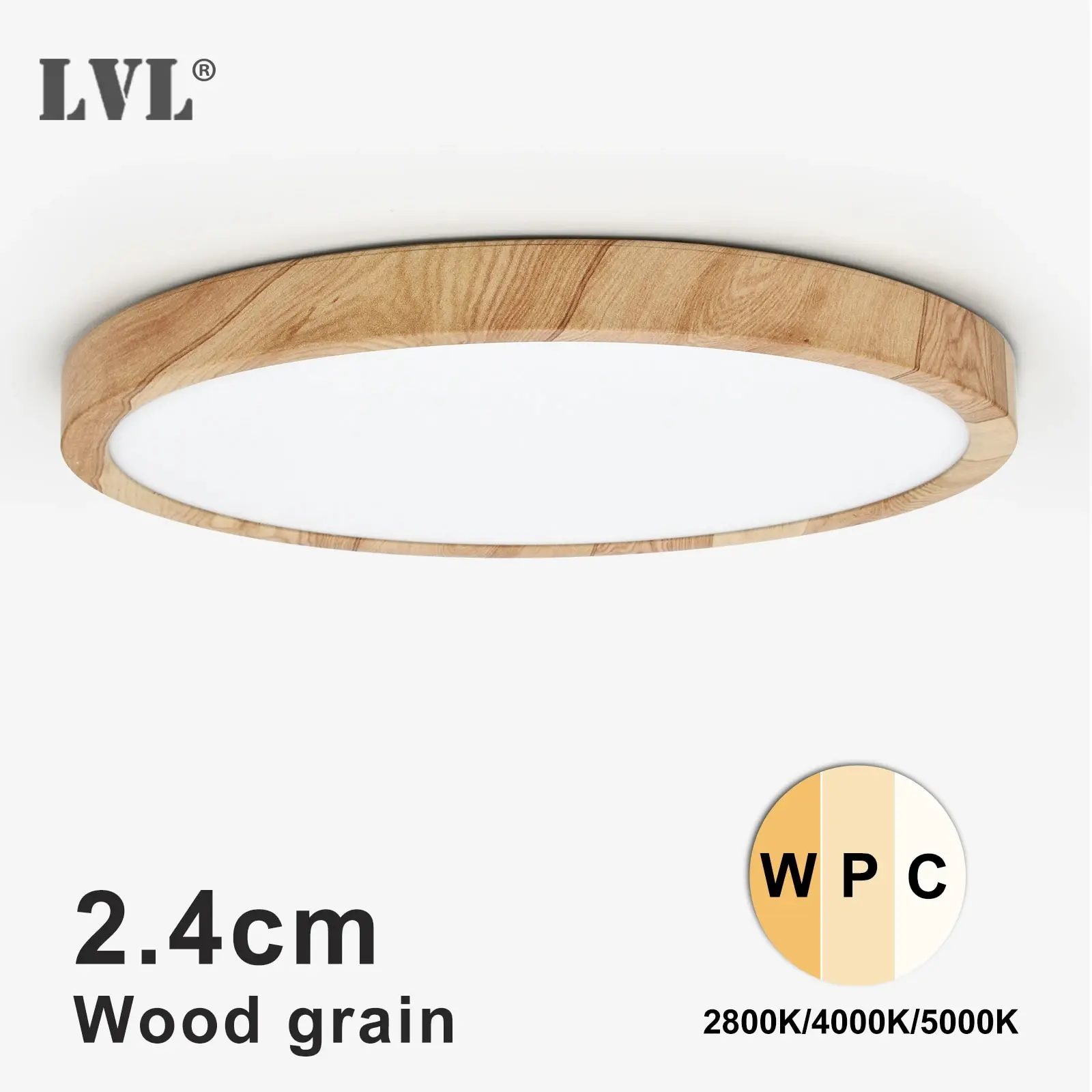 LVL LED Ceiling Light Wood Grain 3 in 1 Lighting Colors Home Lighing Kitchen Bedroom Bathroom Round Flush Ceiling Lamp