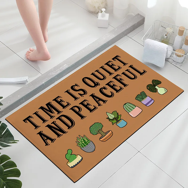 Bathroom brown high-grade letter printed carpet , bathroom non-slip absorbent  carpet , bedroom oil-proof  carpet can be washed。