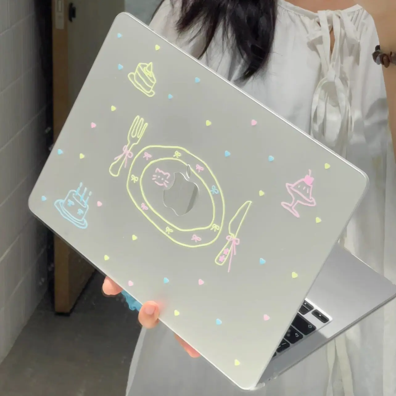 Cute Dessert Laptop Case For Apple Macbook 15 inch 2025 M5 Air 15 13 13.6 Inch For M4 M3 M2 M1 Chip Pro 13 Air 13 Crystal Cover