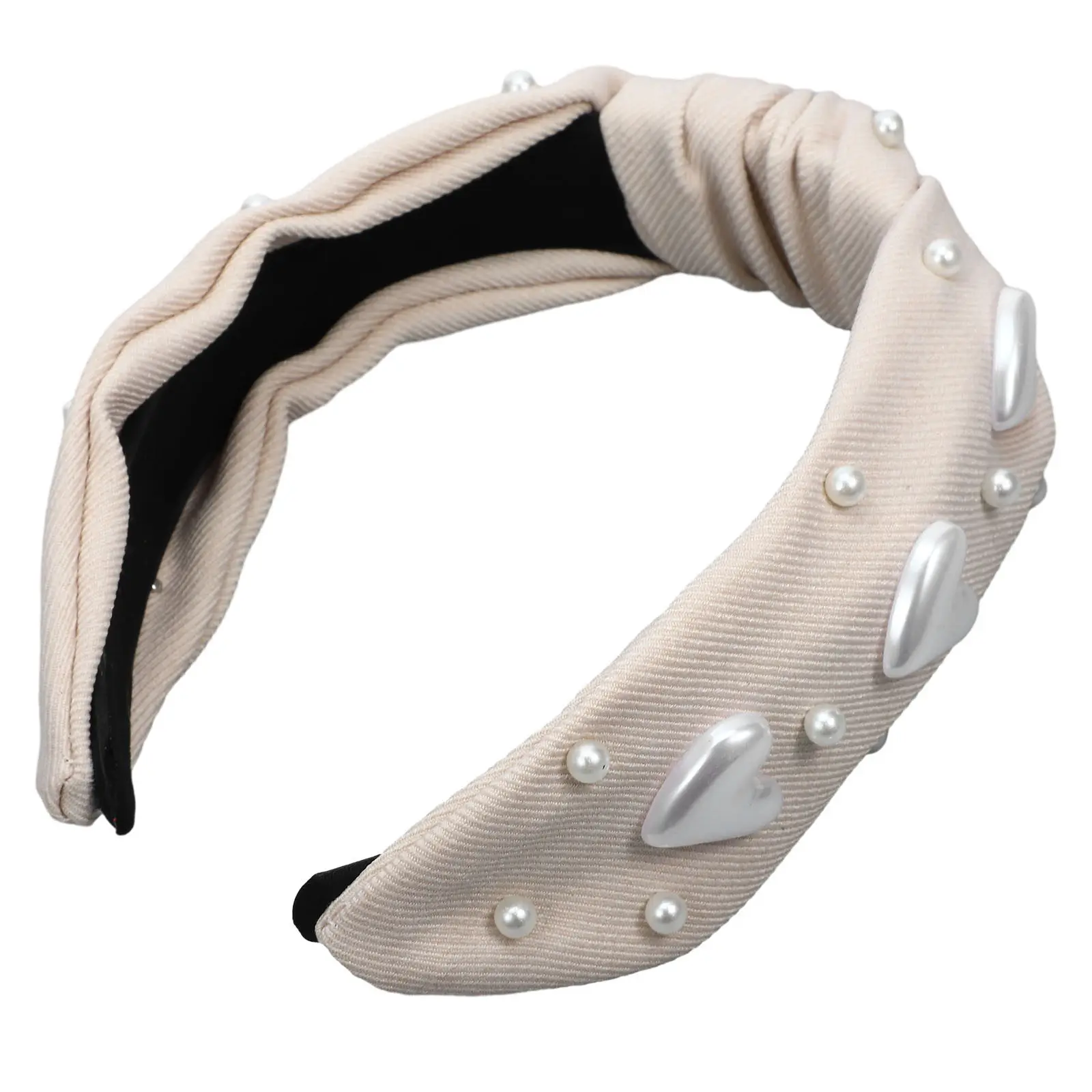 

1 шт. повязка на голову с бусинами в форме сердца, женская модная повязка для волос с узлом, мягкая, легкая, нескользящая, аксессуар для волос для всех причесок