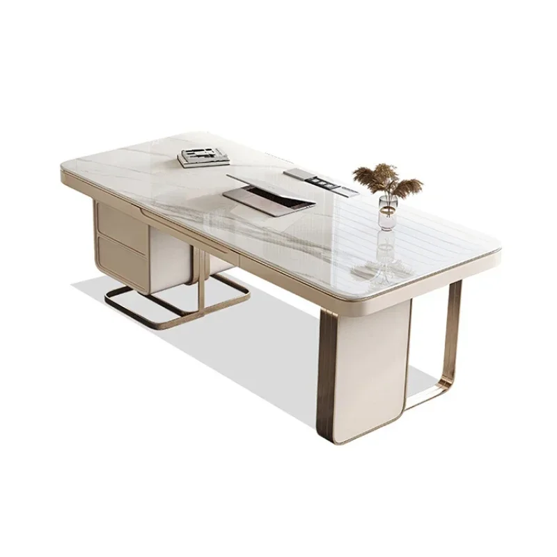 

Легкий роскошный письменный стол из каменной плиты для маленькой квартиры, скандинавский простой современный дизайнерский элитный стол