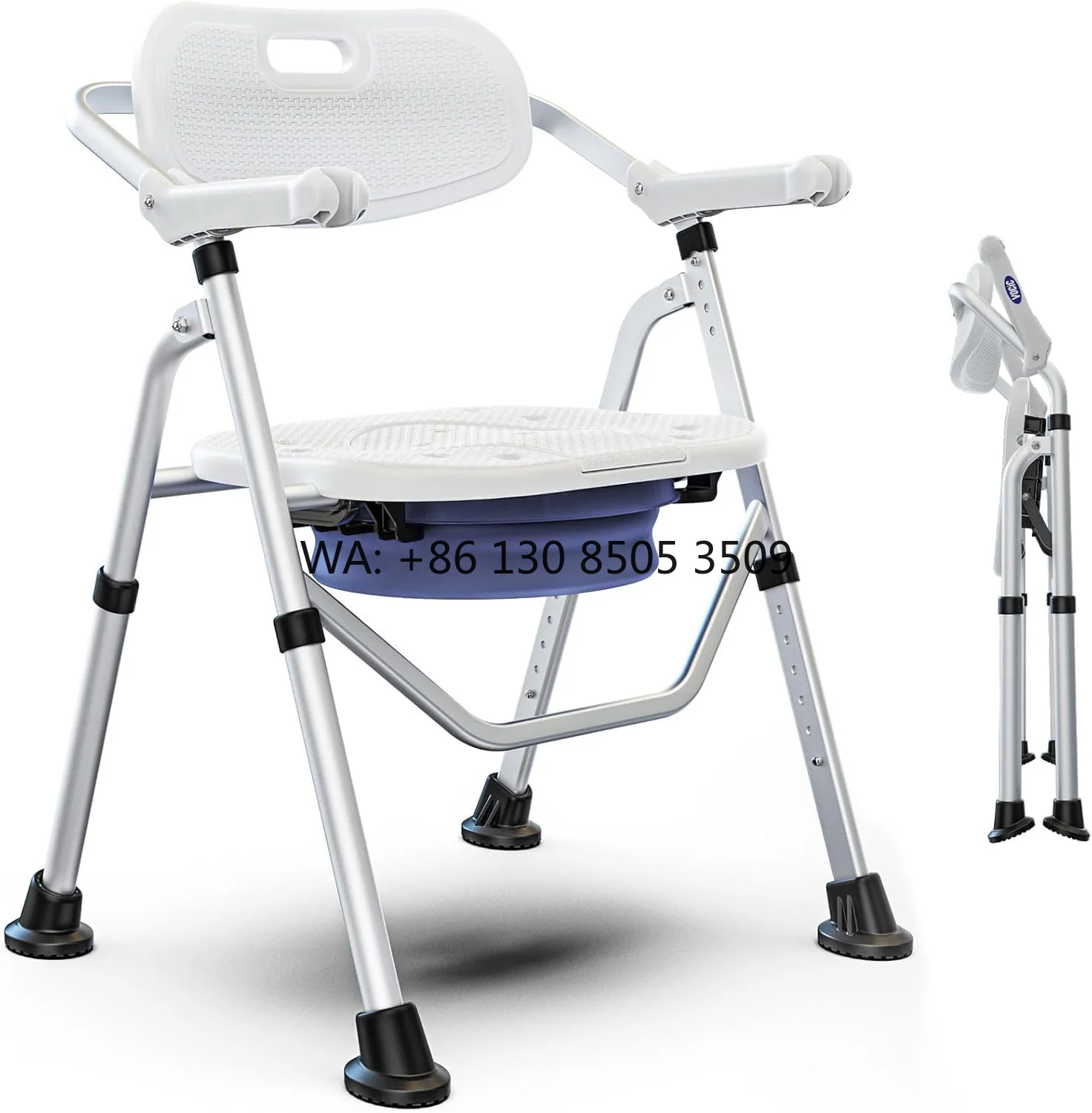 

Folding Shower Chair Shower Commode Chair Adjustable U Shaped Bath Seat With Back Flip up Arms for Elderly Disabled