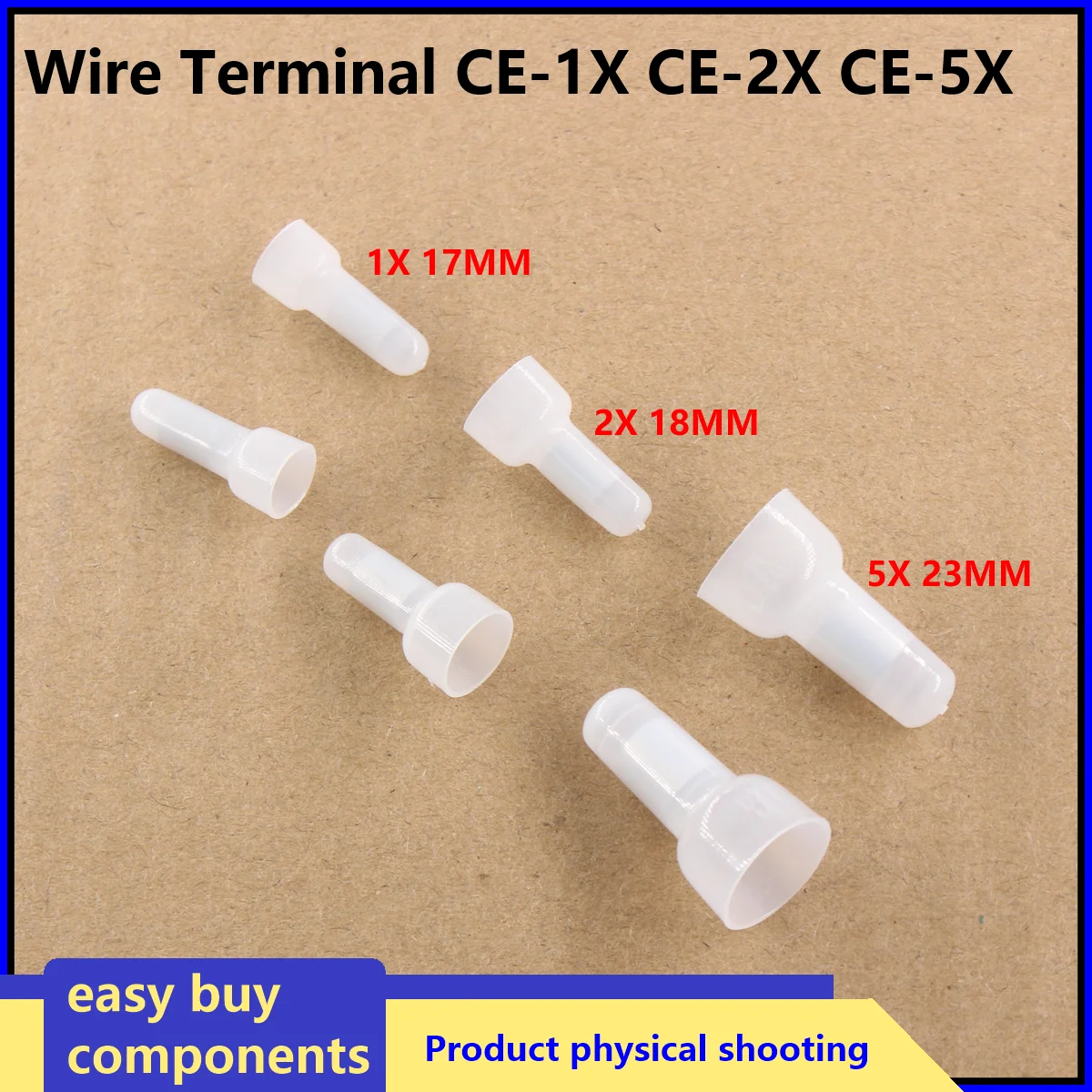 20PCS Wire Connector Closed Terminal Jumper Safety Connector  Wire Terminal  CE-1X CE-2X CE-5X Nylon Pressure Line Splice Conn