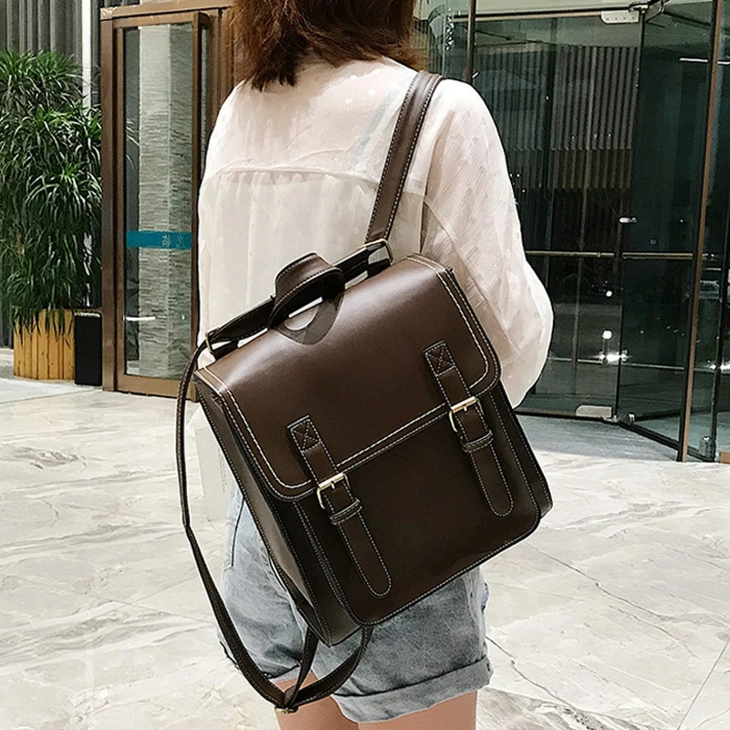 

Новая модная женская сумка-рюкзак из искусственной кожи большой вместимости в стиле ретро для студентов