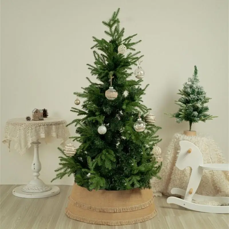Natural Texture Burlap Christmas Tree Base Cover Conceals Stand Quick Assembly Indoor Holiday Decorations Y4QC
