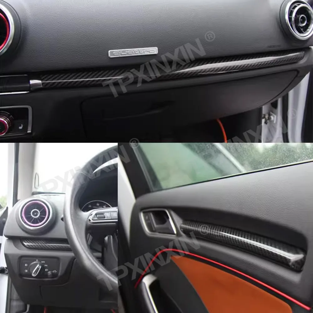 Car Accessories For Audi 2014-2020 Carbon fiber interior central control panel decorative strip Auto modification parts