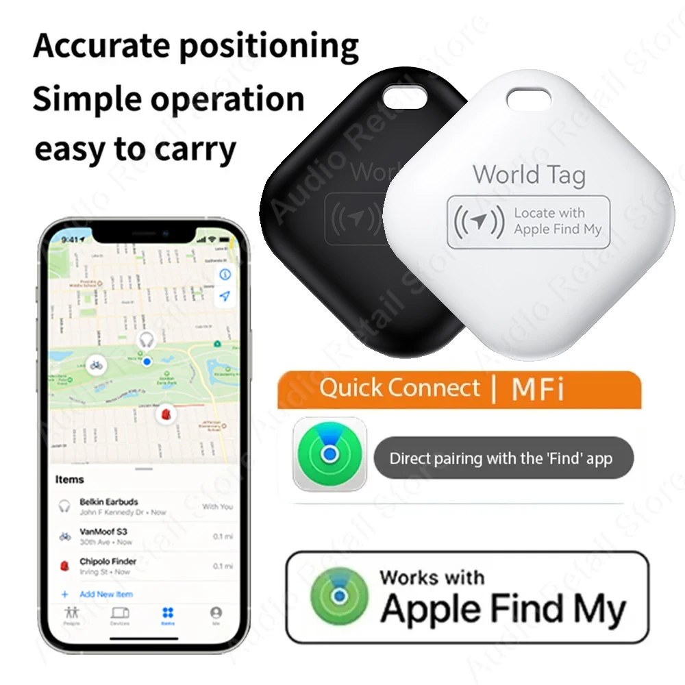 Pelacak Bluetooth pencari kunci Mini berfungsi dengan Apple Find My (hanya iOS) Smart Tag GPS pelacak lokasi perangkat pelacak mobil hewan peliharaan