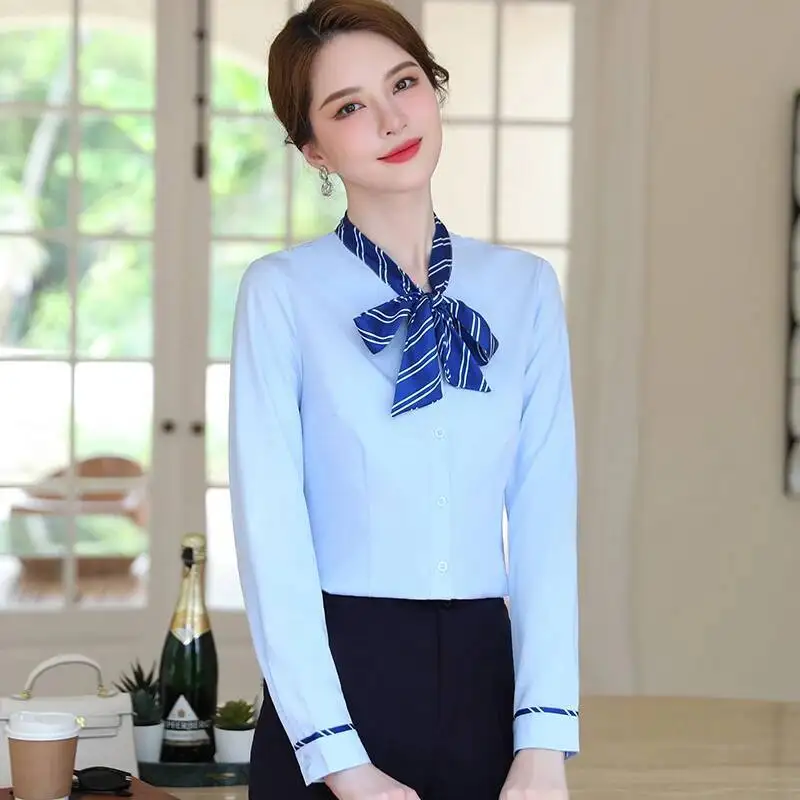 

Formal Elegant Styles Long Sleeve Blouses Shirts Office Work Wear Professional Tops Clothes Career Interview Ladies Plus Size
