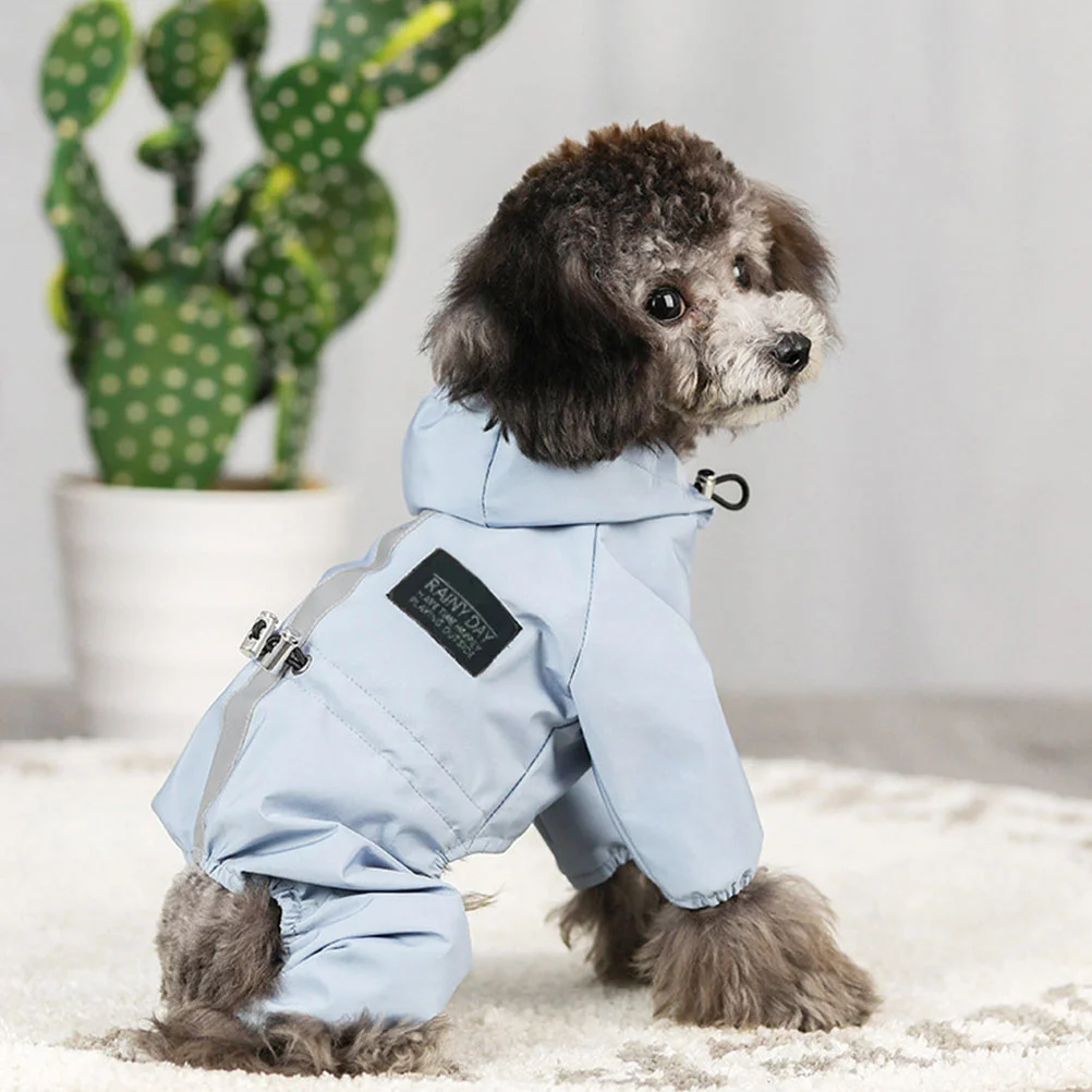 

1pc Dog Raincoat Waterproof Breathable Reflective For Small Dogs Cats Adjustable Rain Slicker Outdoor Pet Supply