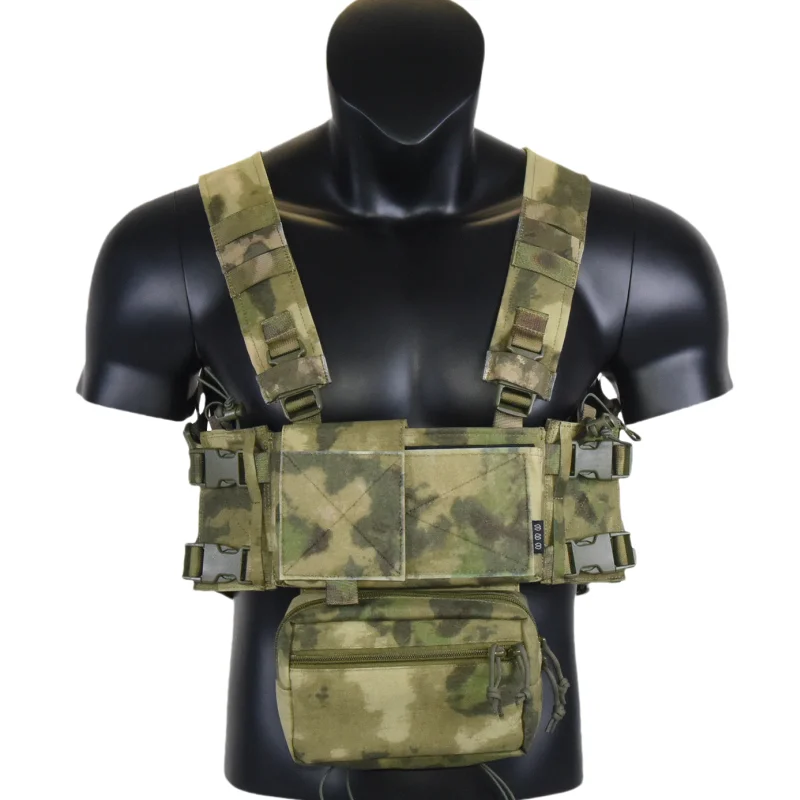 ATFG CAMO Micro Chest Rig with 5.56/7.62 Magazine Holder,Wing Pouches,Dangler Pouch,Fat Strap Shoulder Harness Set