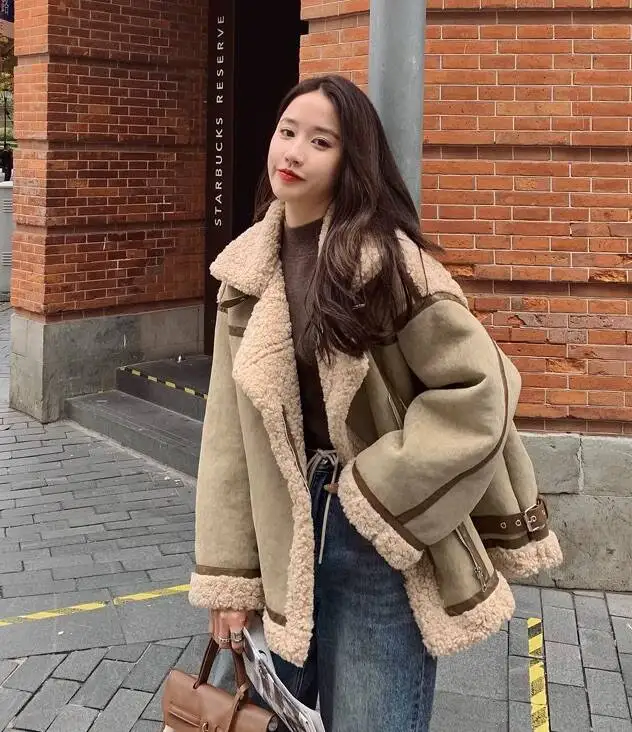 

Parkas Womens Korean Autumn Polyester Fleece-Lined Quilted Flap Pocket Snap-Button Waist-Closed Stand-Collar Sided Cleanfit 2025