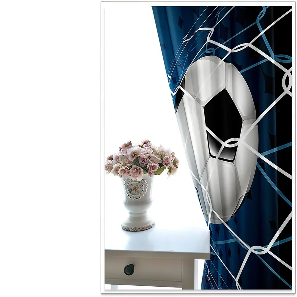 Football Soccer Player Children Shading Blackout Curtain Boy 2 Panel Window Drapes for Kid Bedroom Living Room