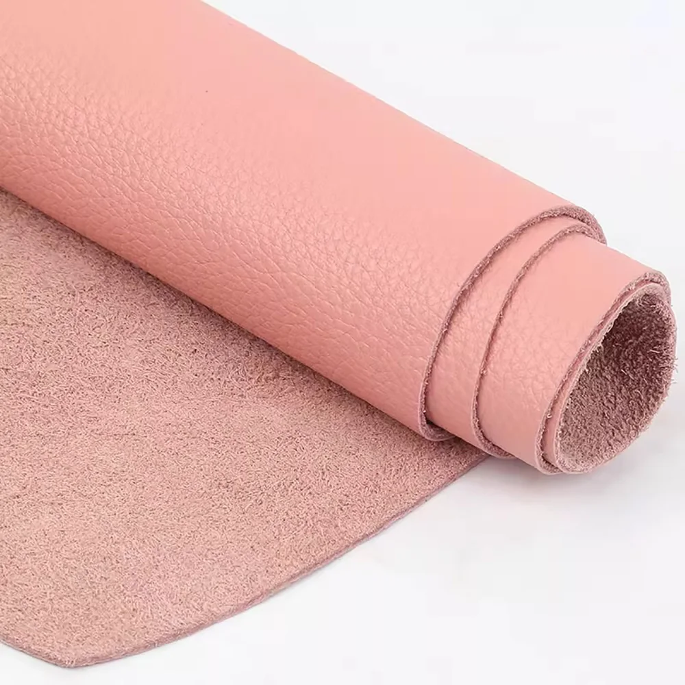 Pink Top Layer Cowhide Leather, Handmade DIY Water Bucket Bag, Basket Bag, Box Bag Leather Fabric for Luggage and Bags 2mm