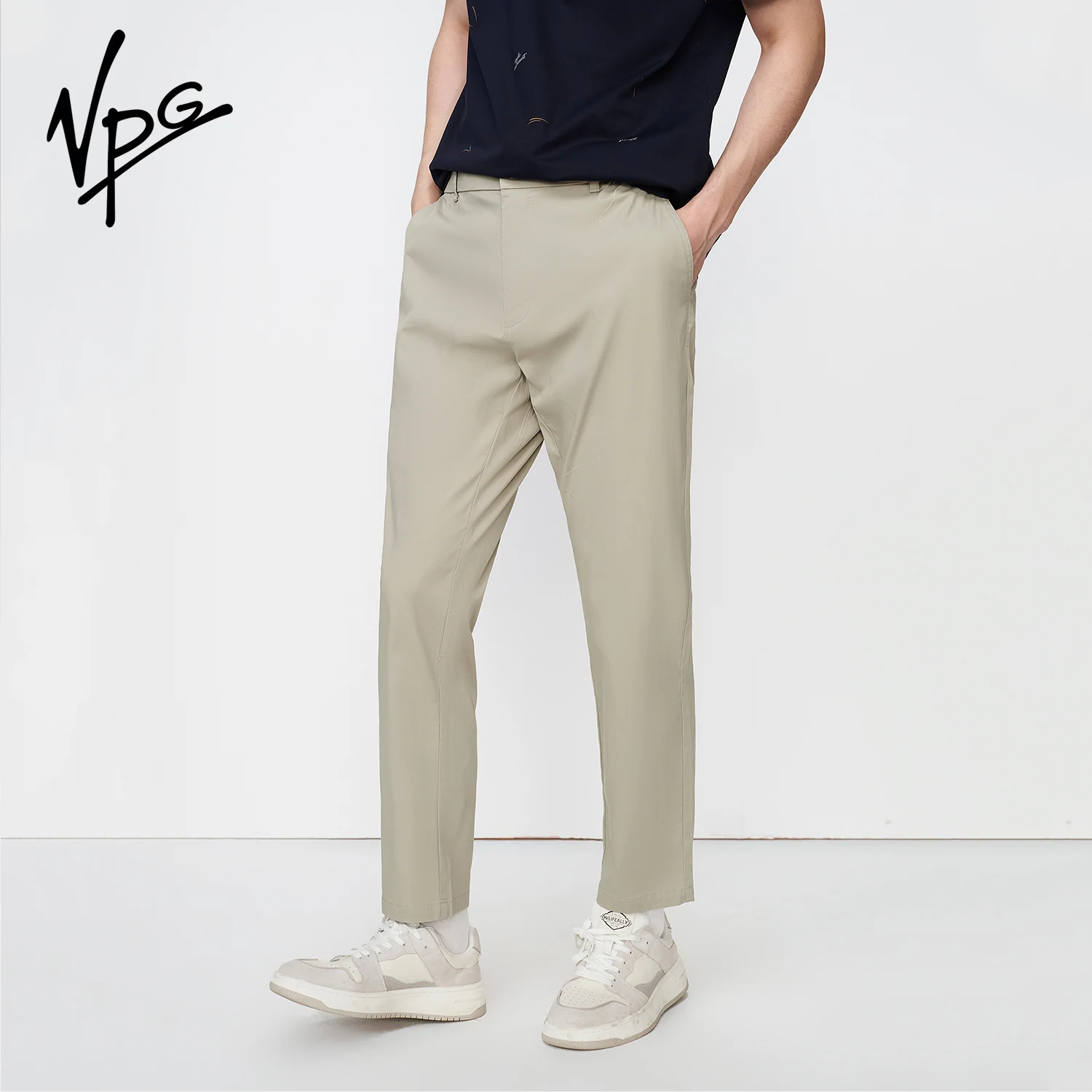 Male Smart Casual Straight Pants Beige Gray Men Trousers Office Quick Dry Pants Spring Summer Korean Straight Pants