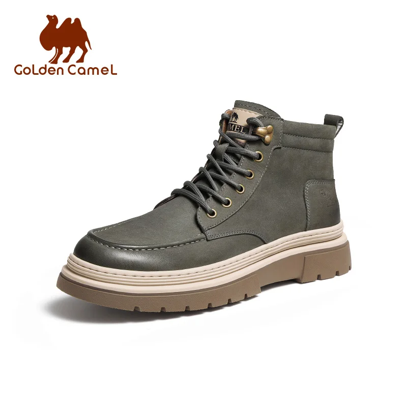 

GOLDEN CAMEL Men's Shoes Retro Matte Cowhide Hiking Boots for Men Thick Sole British Boots Casual Male Shoes for Men Autumn New