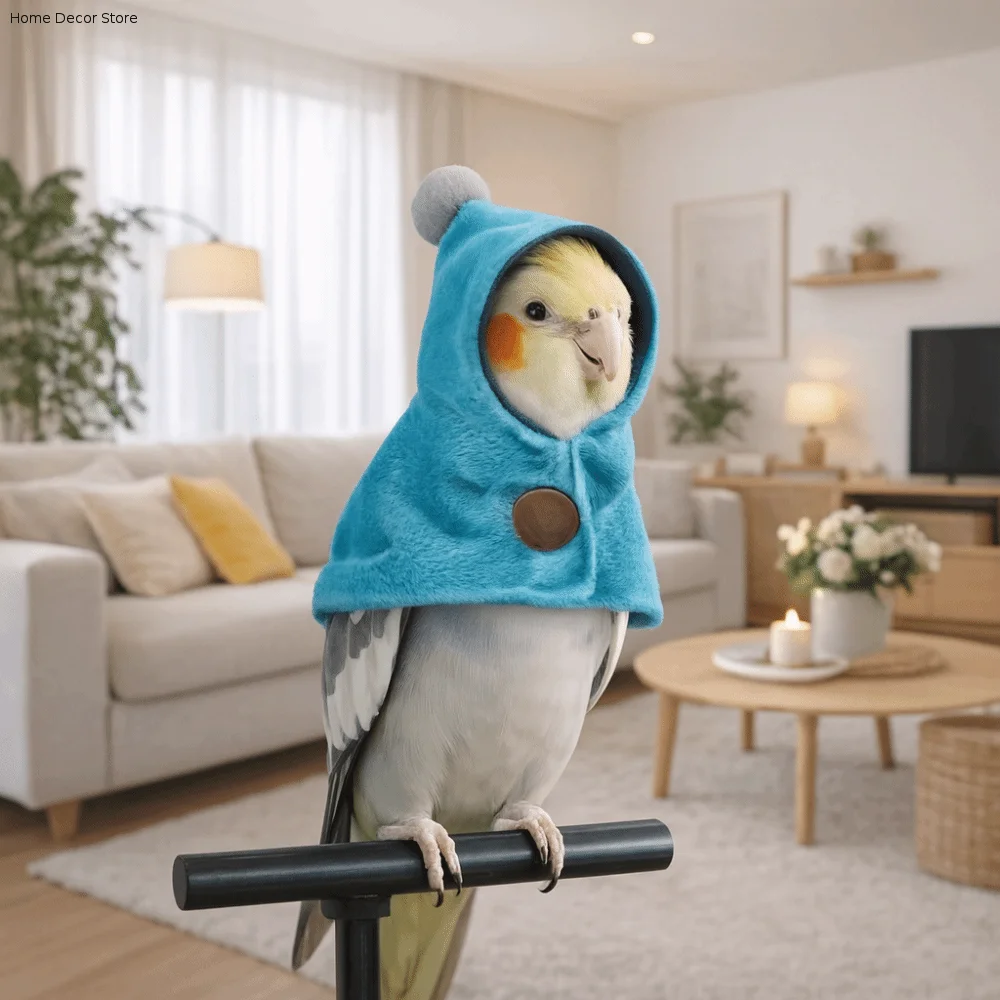 Stylish Windproof Parrot Cloak Warm Thickened Pet Birds Outerwear Buckle Fixing Comfortable Bird Cape for Cockatiel Greys
