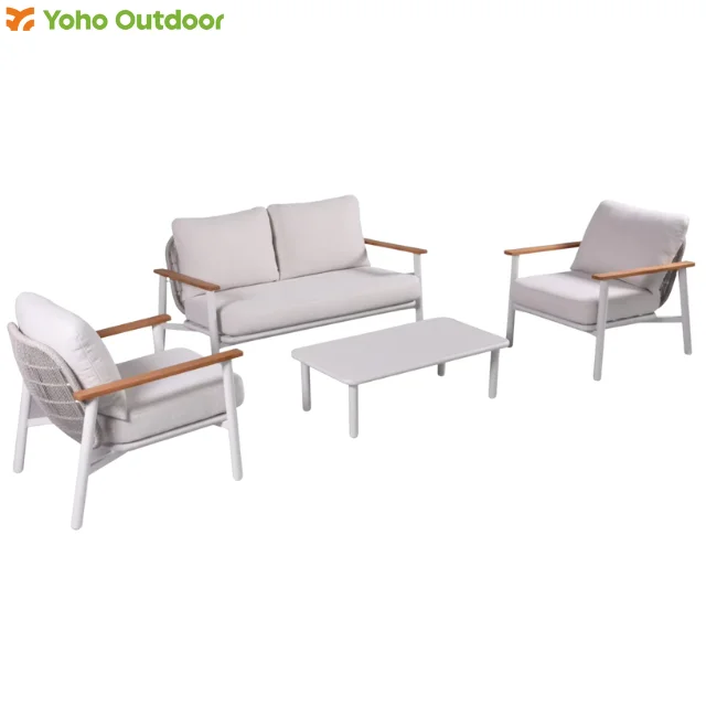 

Unique Design Luxury Modern Aluminum Metal Outdoor Garden Sofa Set for Poolside Villa Backyard Courtyard Dining