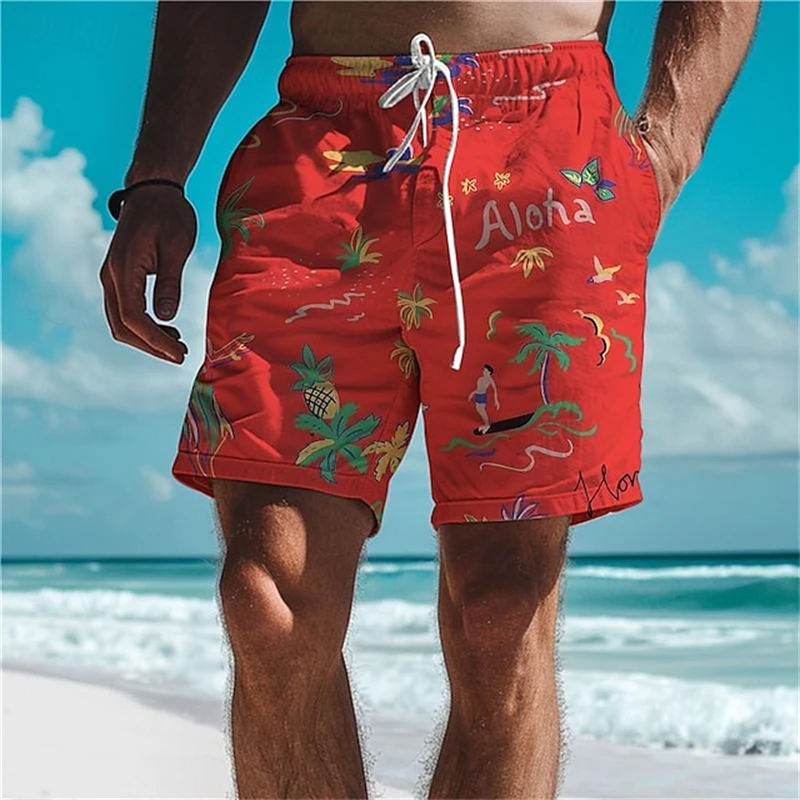 Aloha Hawaiiaanse Palmboom 3d Print Heren Dames Strandshorts Mode Casual Oversized Gym Sneldrogende Trunks Ijs Short Homme 4xl