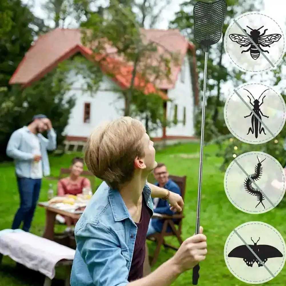 Kunststoff Teleskop Fliegen klatschen Mücken und Fliegen töten versenkbaren Griff Kunststoff fliege Edelstahl Stab klatsche Stahlwerk zeug