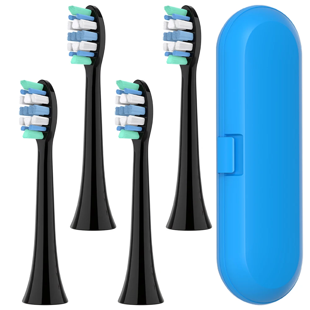 Paquete de 4 cabezales de cepillo de repuesto y caja de viaje para cepillo de dientes compatible con el cepillo de dientes eléctrico Philips Sonicare, para 4100 2100 5900