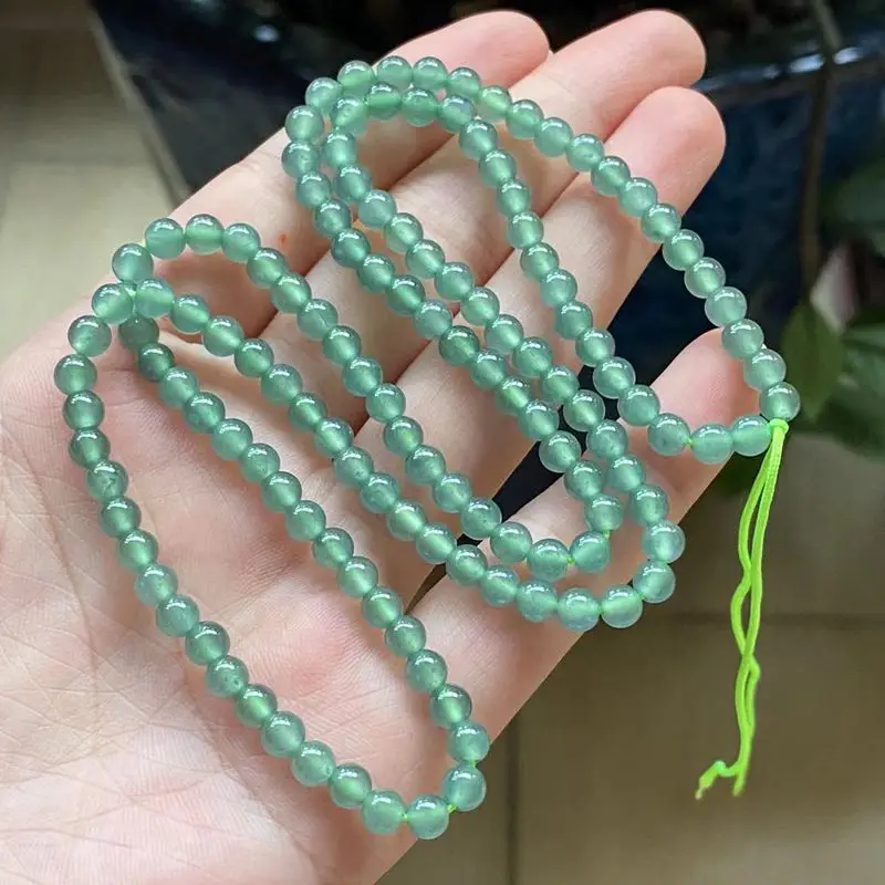 

Natural a Cargo Jade Ice-like Moisturizing Transparent Plastic Lake Green Multi-Circle Bead Necklace Women's Bracelet 5