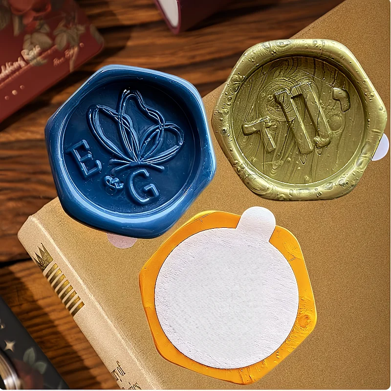 

50Pcs/Bag Personalized Wax Seal Stickers with Your LOGO Self Adhesive Hexagon Wax Seal Label Stickers for Wedding Invitations