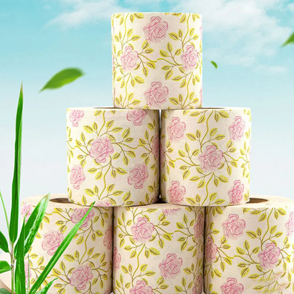 Printed Toilet Paper Funny Decorative Bathroom Tissue Floral Towel Soft Printing