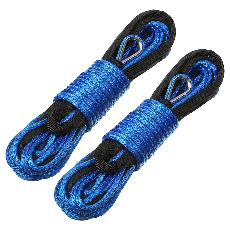 Synthetic Winch Rope Winch Line Cable Rope 1/4 Inch X 50 Feet UV Resistant for UTV ATV Winch Truck Supplies Blue