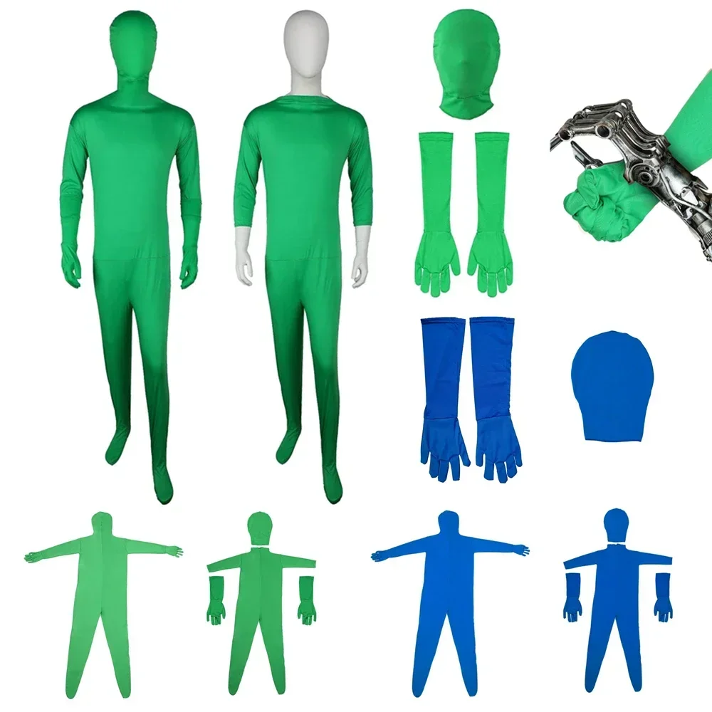 Green Screen Suit Chroma Key Cosplay Costumes For Tiktok Backdrop Video Film Invisible Effect Background Stretchy Tight Bodysuit