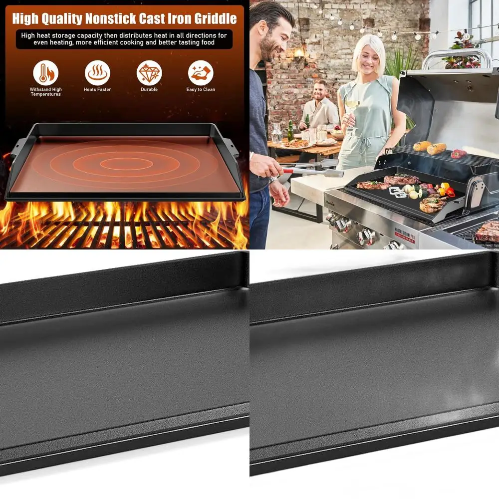 

Universal 23x16 Porcelain Enamel Cast Iron Griddle for Gas Grills and 4-Burner Ovens