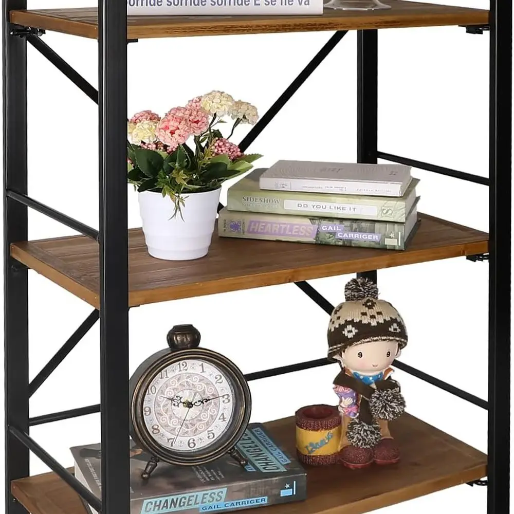

3-Tier Wooden Bookshelf with Metal Frame, Black Storage Bookcase, 12.6 Deep x 23.62 Wide x 36.61 Tall