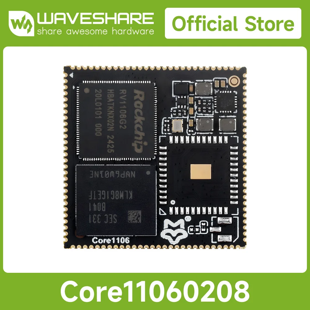 Waveshare Luckfox Core1106 Core Board Based On Rockchip RV1106 Chip, 8GB eMMC, Based on the Rockchip RV1106 chip